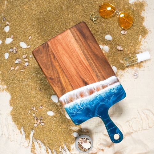 Medium Acacia Resin Cheese Board Ocean Vibes