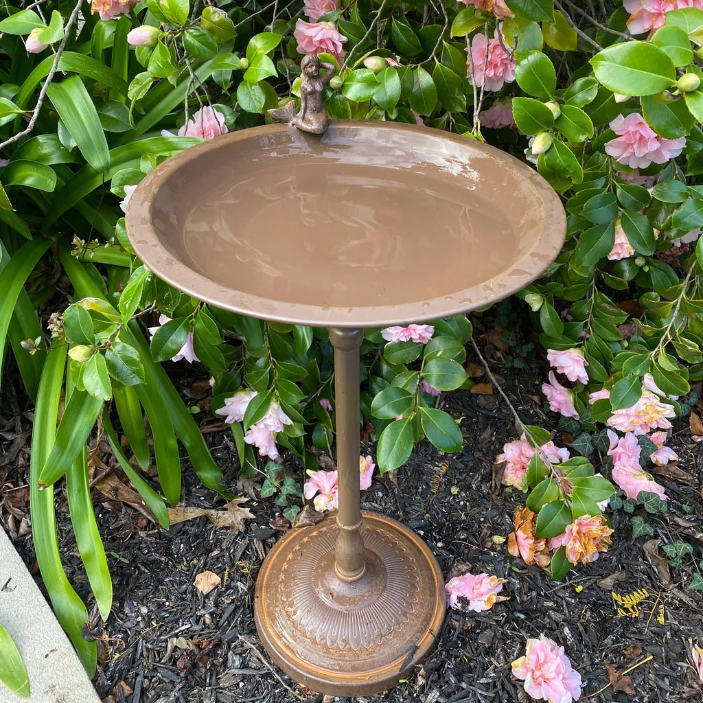 Mermaid Rustic Brown Bird Feeder Bird Bath