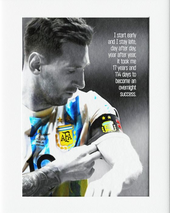 Messi Quote Mounted Print Wall Decor - 40x50cms