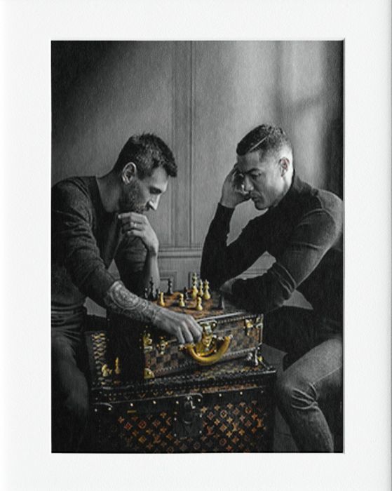 Messi V Ronaldo Chess Mounted Print Wall Decor - 40x50cms