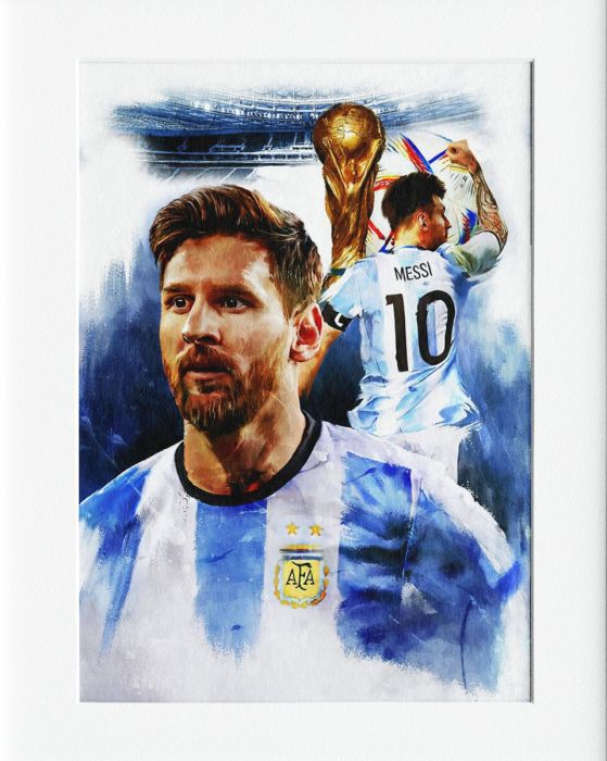 Messi World Cup Mounted Print Wall Decor - 40x50cms