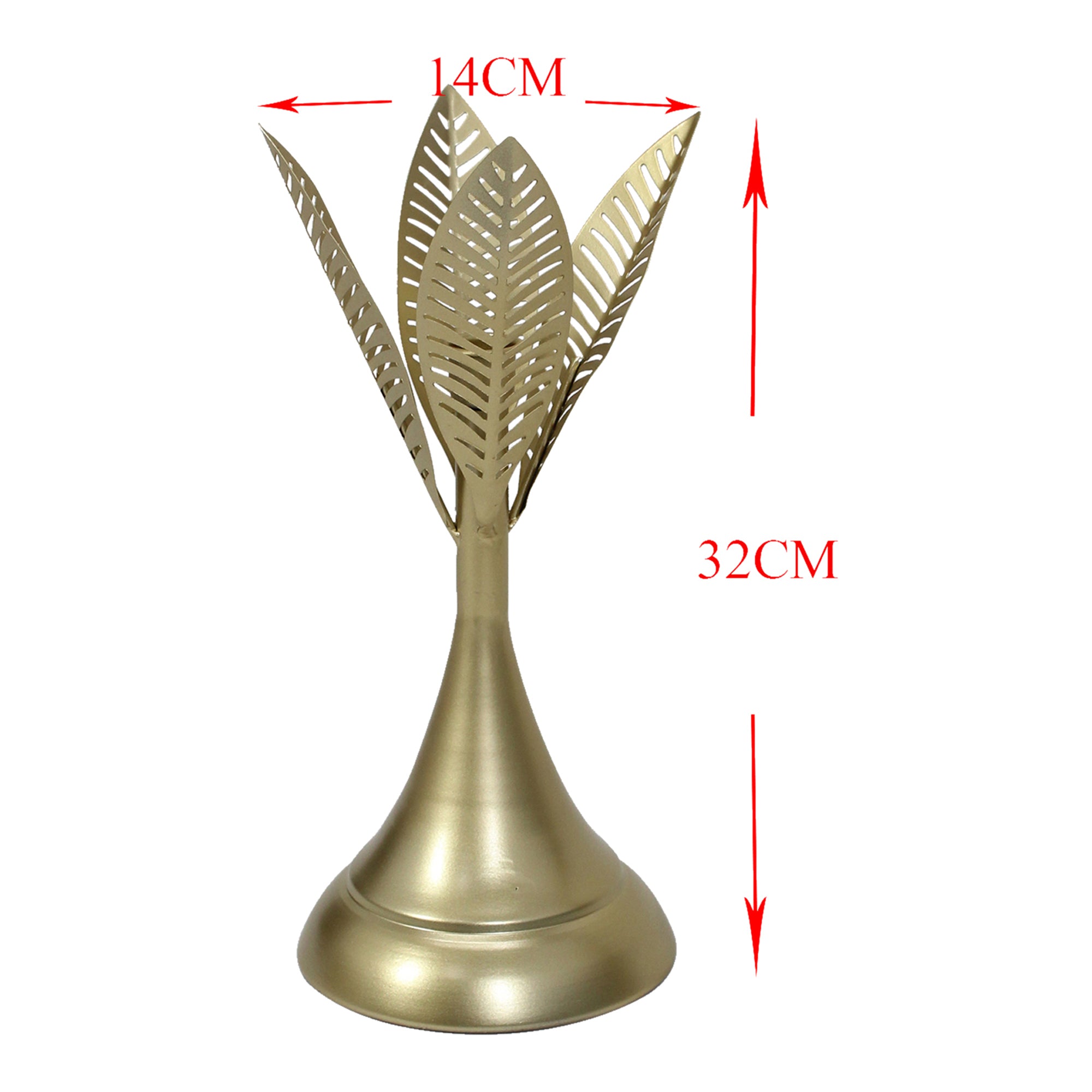 Metal Aura Leaves Taper Candleholder - 32cms