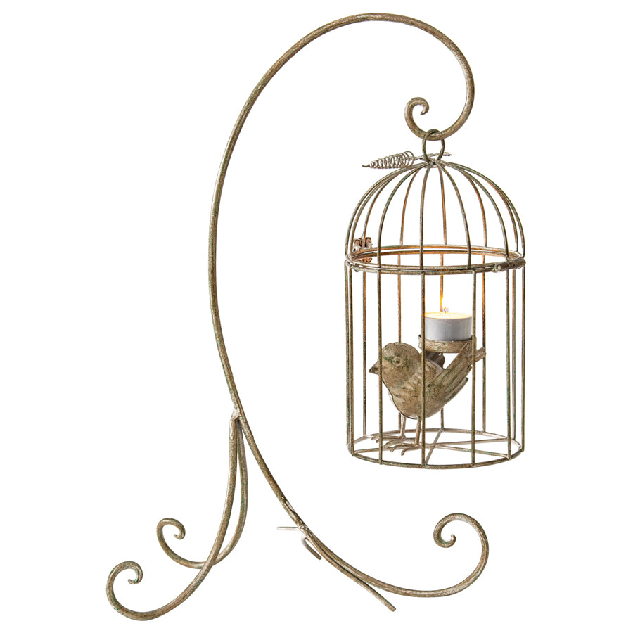 Metal Birdcage on Stand Candleholder