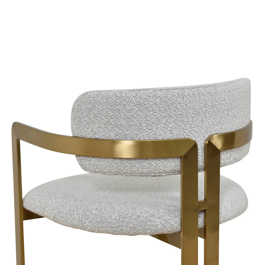 Metal Brushed Gold Bar Stool - Grey Boucle