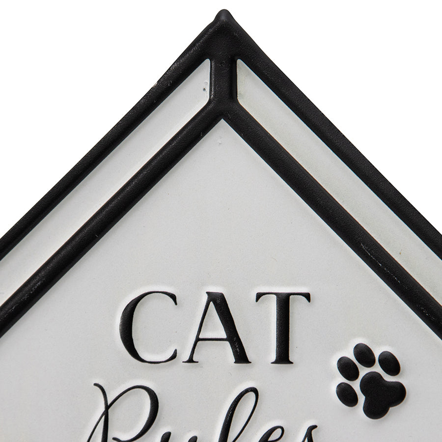 Metal Cat Rules Wall Sign - 66cms