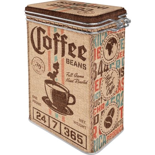 Metal Clip Top Tin Storage Box -Coffee Sack