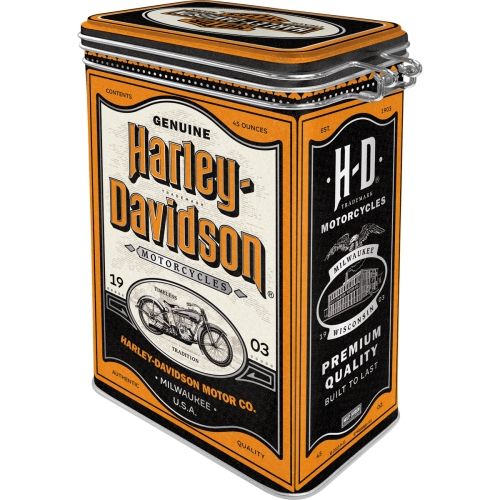 Metal Clip Top Tin Storage Box - Harley Davidson Milwaukee