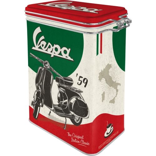 Metal Clip Top Tin Storage Box - The Italian Classic Vespa