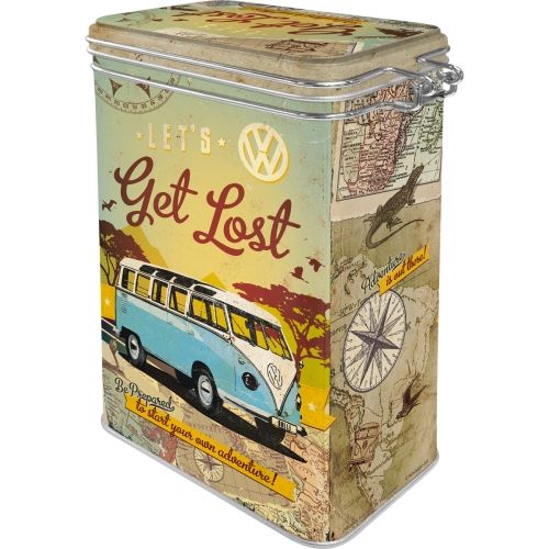 Metal Clip Top Tin Storage Box - VW Let's Get Lost