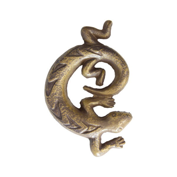 Metal Curled Up Gecko Paperweight/ Décor - 11x2x17cms