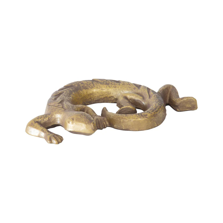 Metal Curled Up Gecko Paperweight/ Décor - 11x2x17cms