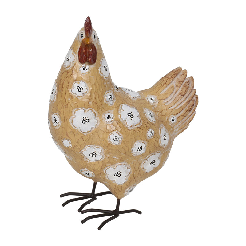 Metal Decorative Fawn Chook with Flowers - 21x10x24cms