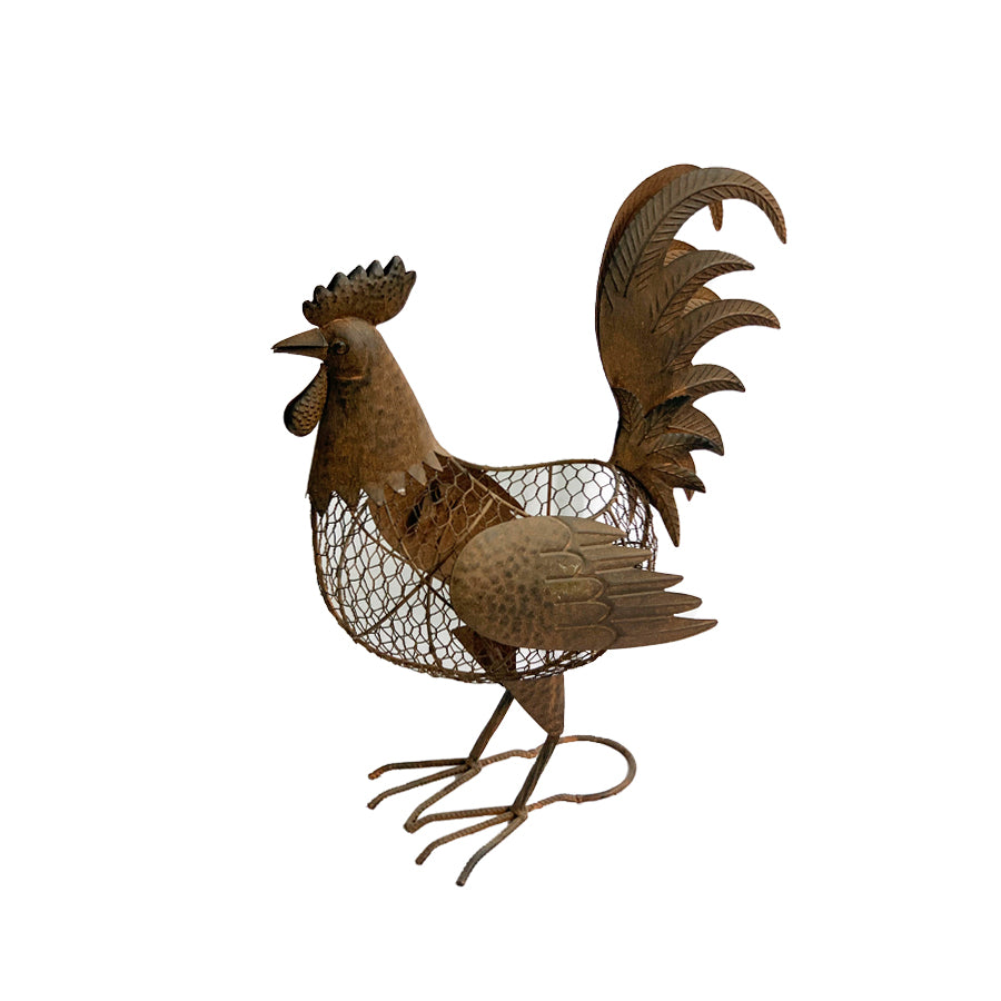 Metal Decorative Rooster Egg Basket/Storage