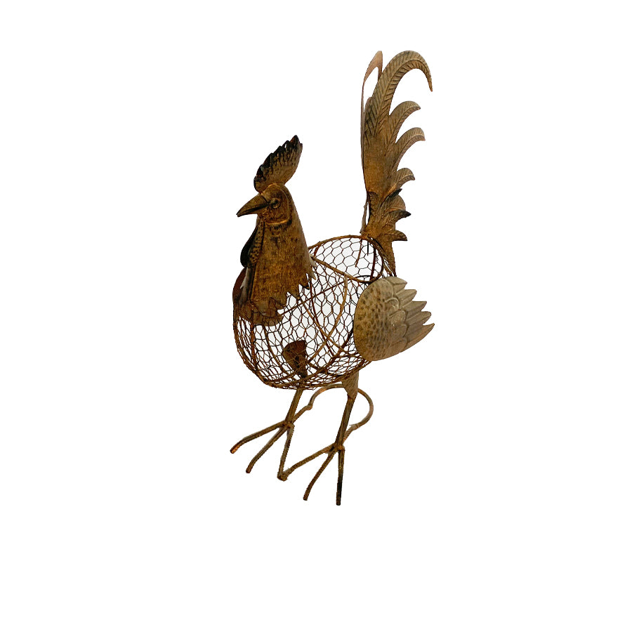 Metal Decorative Rooster Egg Basket/Storage