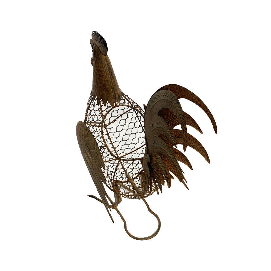 Metal Decorative Rooster Egg Basket/Storage