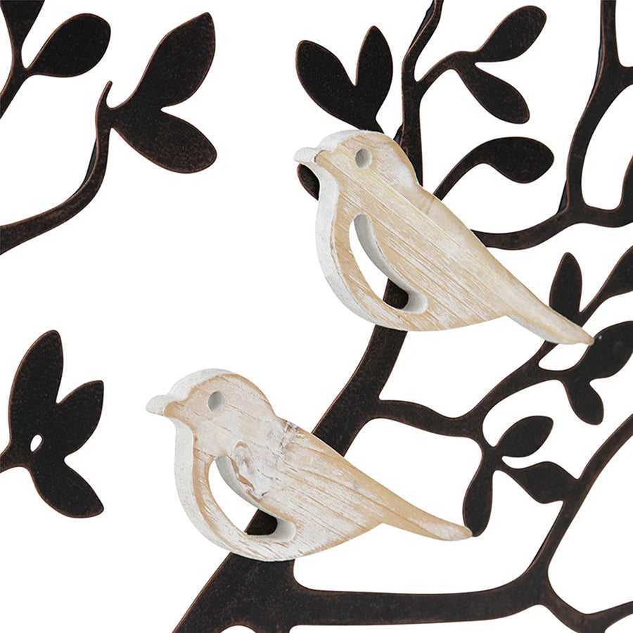 Metal Laser-Cut Tree-of-Life Branch With Birds Wall Decor