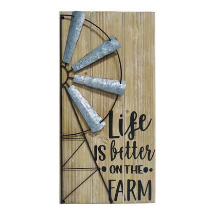 Metal Life on the Farm with Windmill Wall Hanging 60cms