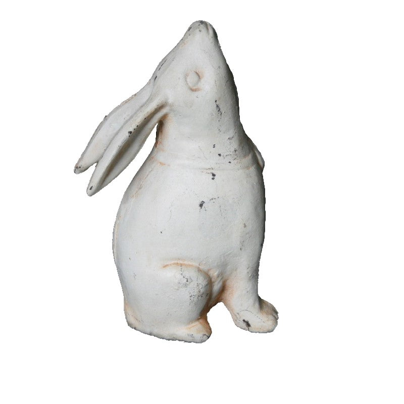 Metal Rabbit Head Up Garden Decor - White