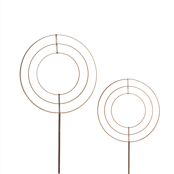 Metal Rings Garden Stake Wind Spinners Set of 2