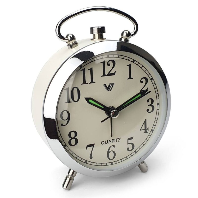 Metal Round Shinny Frame Alarm Clock - Available in 3 Colors