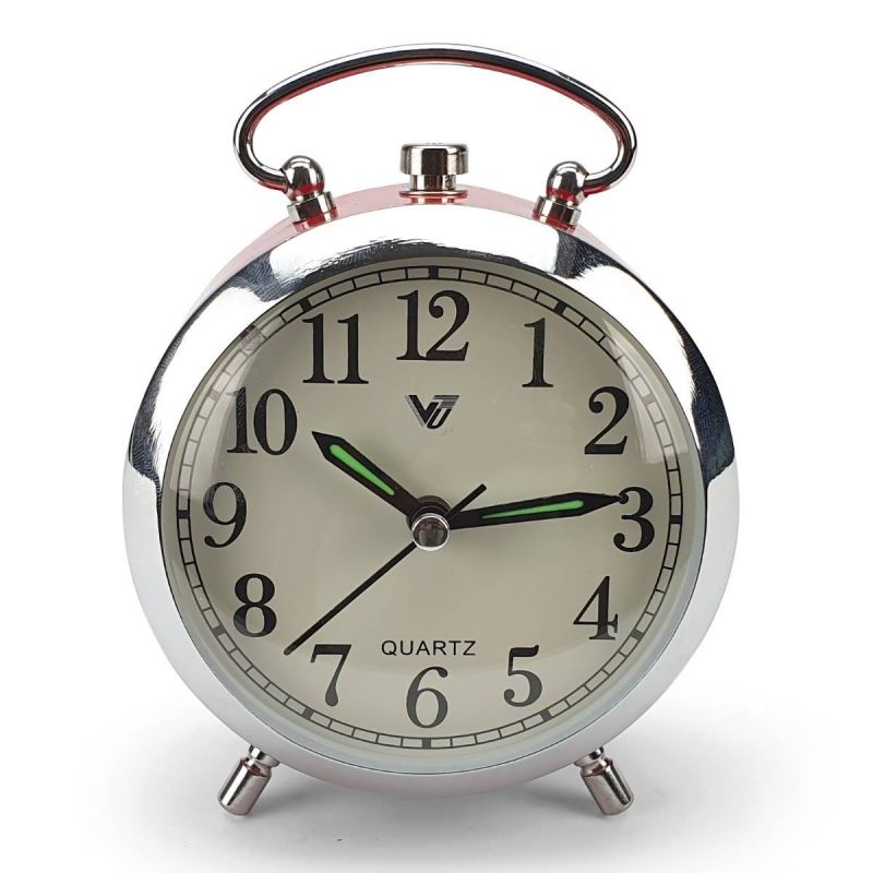 Metal Round Shinny Frame Alarm Clock - Available in 3 Colors