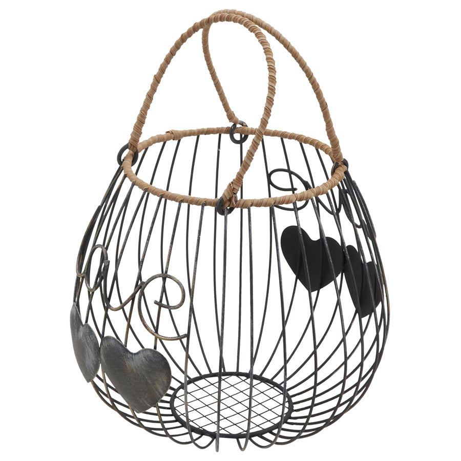 Metal Round Tropea 'Love' Basket - 35cms