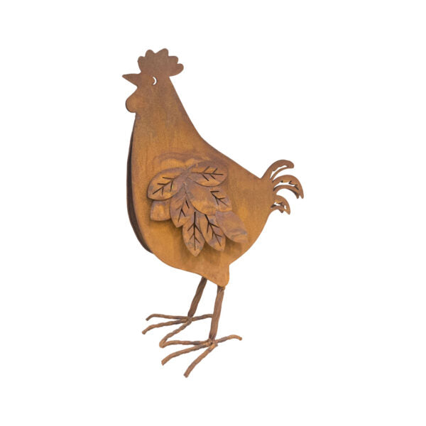 Metal Rust Countryside Chook Garden Decor 35.5cms