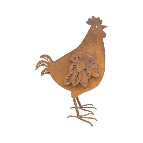 Metal Rust Countryside Chook Garden Decor 35.5cms