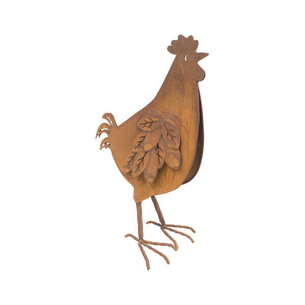 Metal Rust Countryside Chook Garden Decor 35.5cms