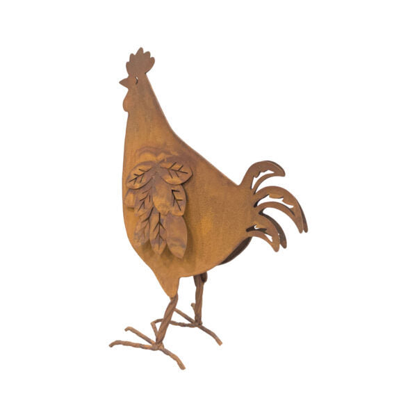 Metal Rust Countryside Chook Garden Decor 35.5cms