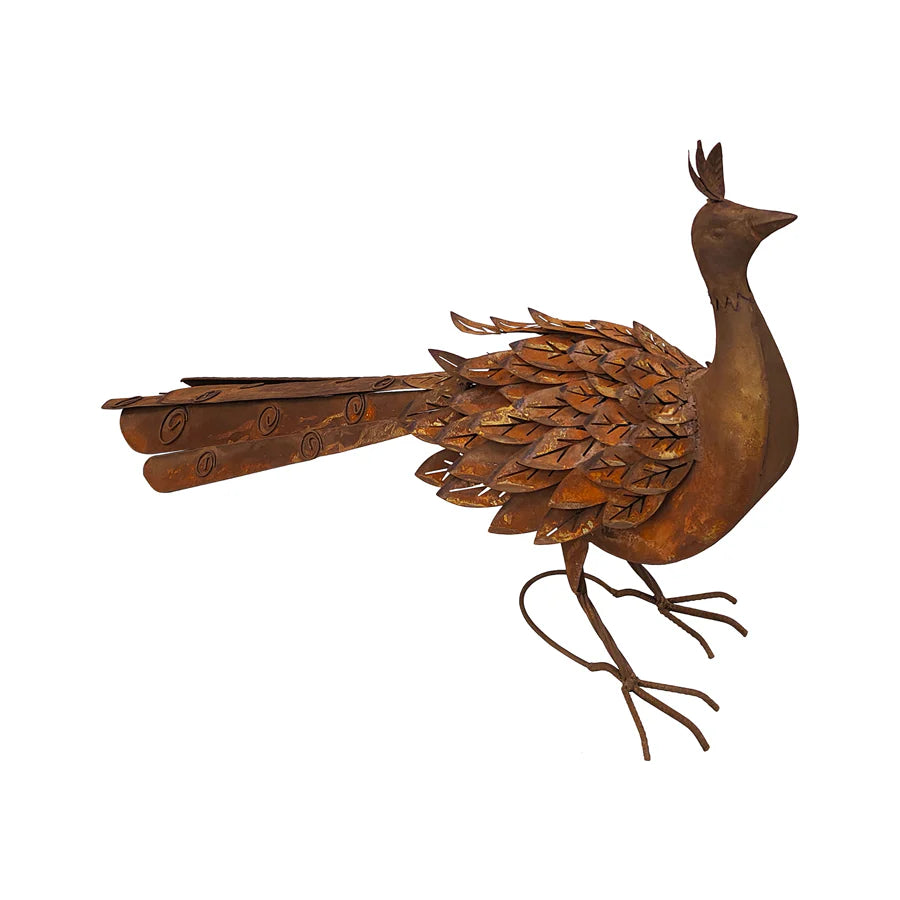 Metal Rust Peacock Garden Sculpture 88cms