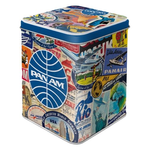 Metal Tin Storage Box - Pan Am Travel Collage