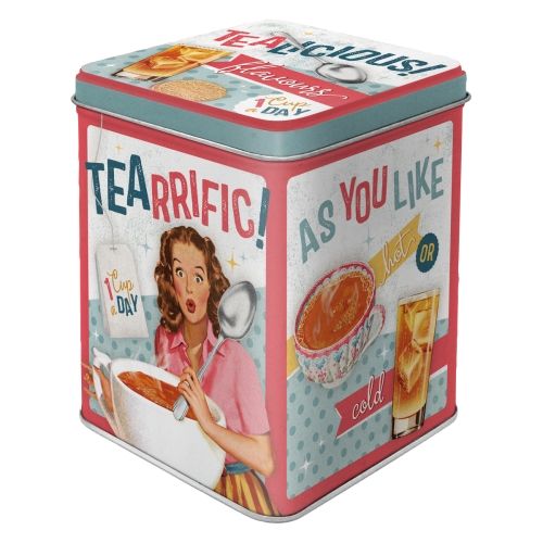 Metal Tin Storage Box -Tealicious & Tearrific