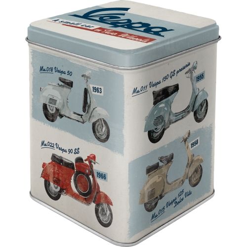 Metal Tin Storage Box - Vespa Model Chart