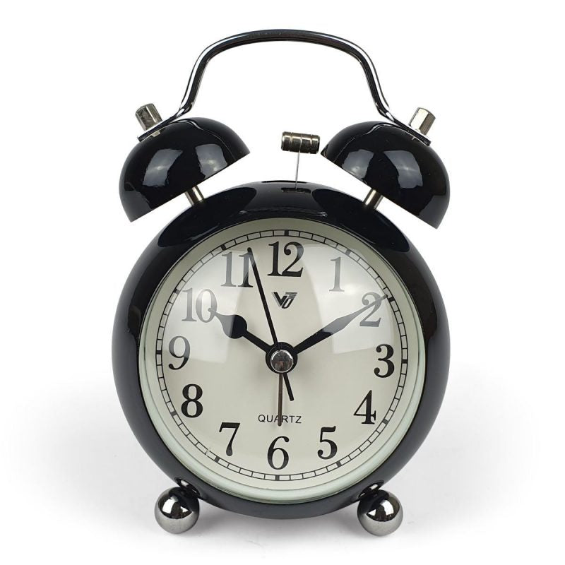 Metal Twin Bells Table Alarm Clock - Available in 3 Colors