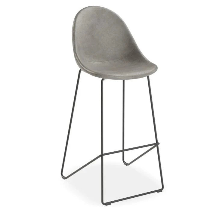 Metallic Comfort Black Base High Stool - Grey (Available in 2 Sizes)