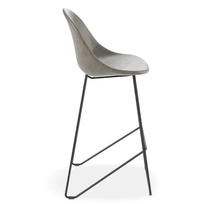 Metallic Comfort Black Base High Stool - Grey (Available in 2 Sizes)