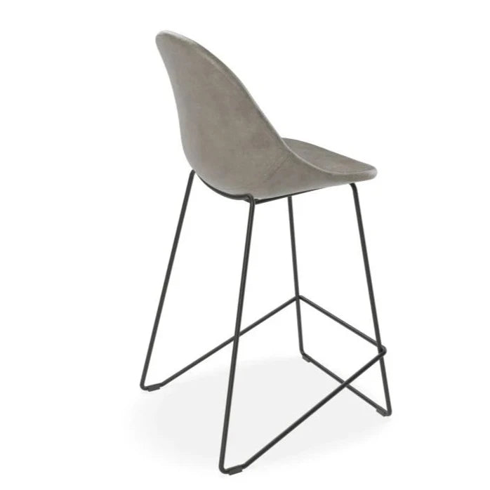 Metallic Comfort Black Base High Stool - Grey (Available in 2 Sizes)