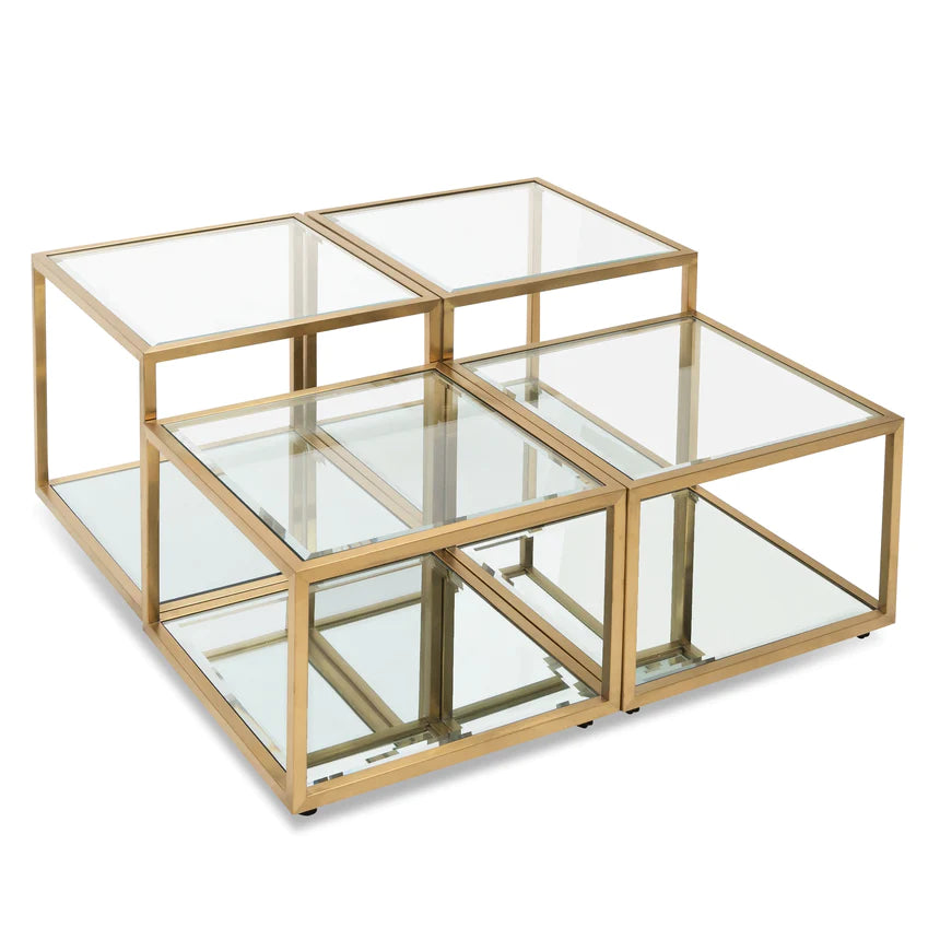 Metallic Glass Symphony Coffee Table - Set of 4