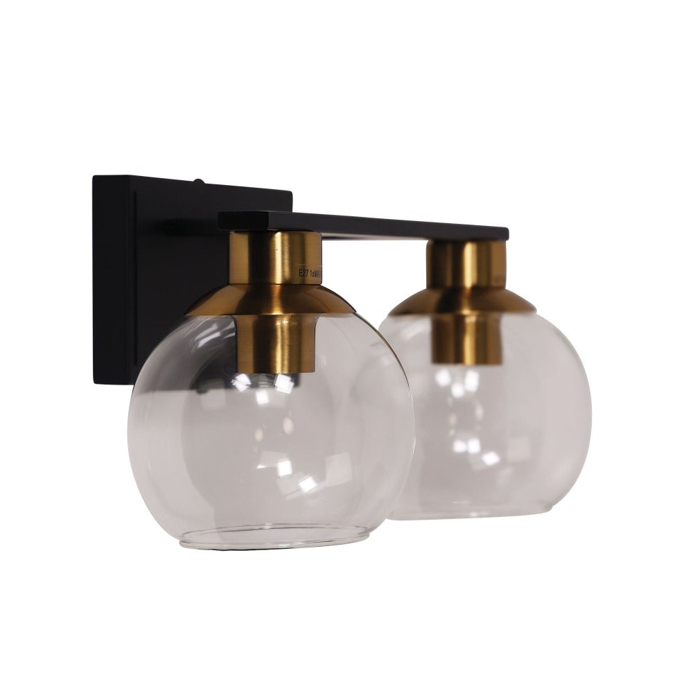 Metalware Clear Glass Wall Light - Double