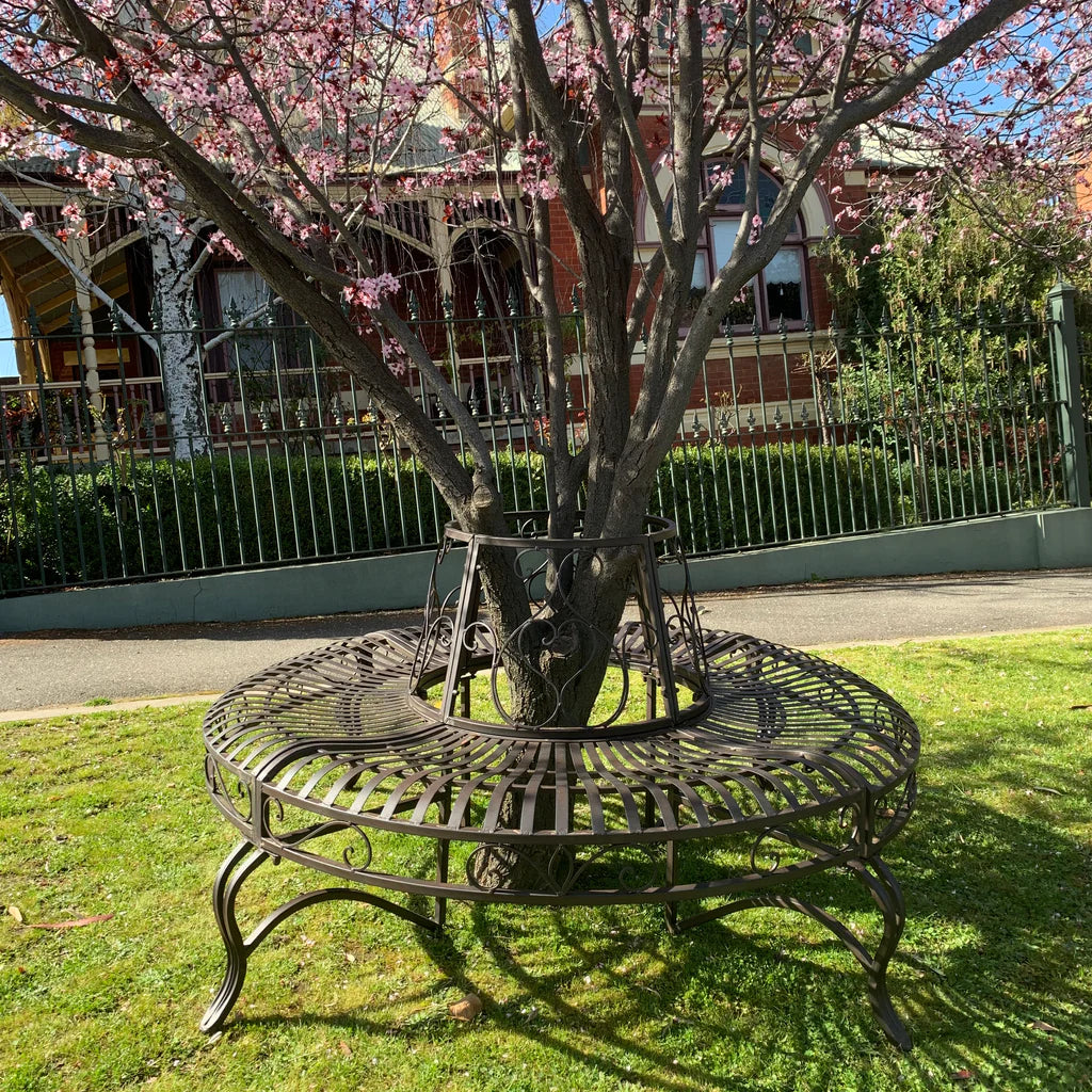 Metalwood Grove Tree Surround Metal Bench - Rustic Brown