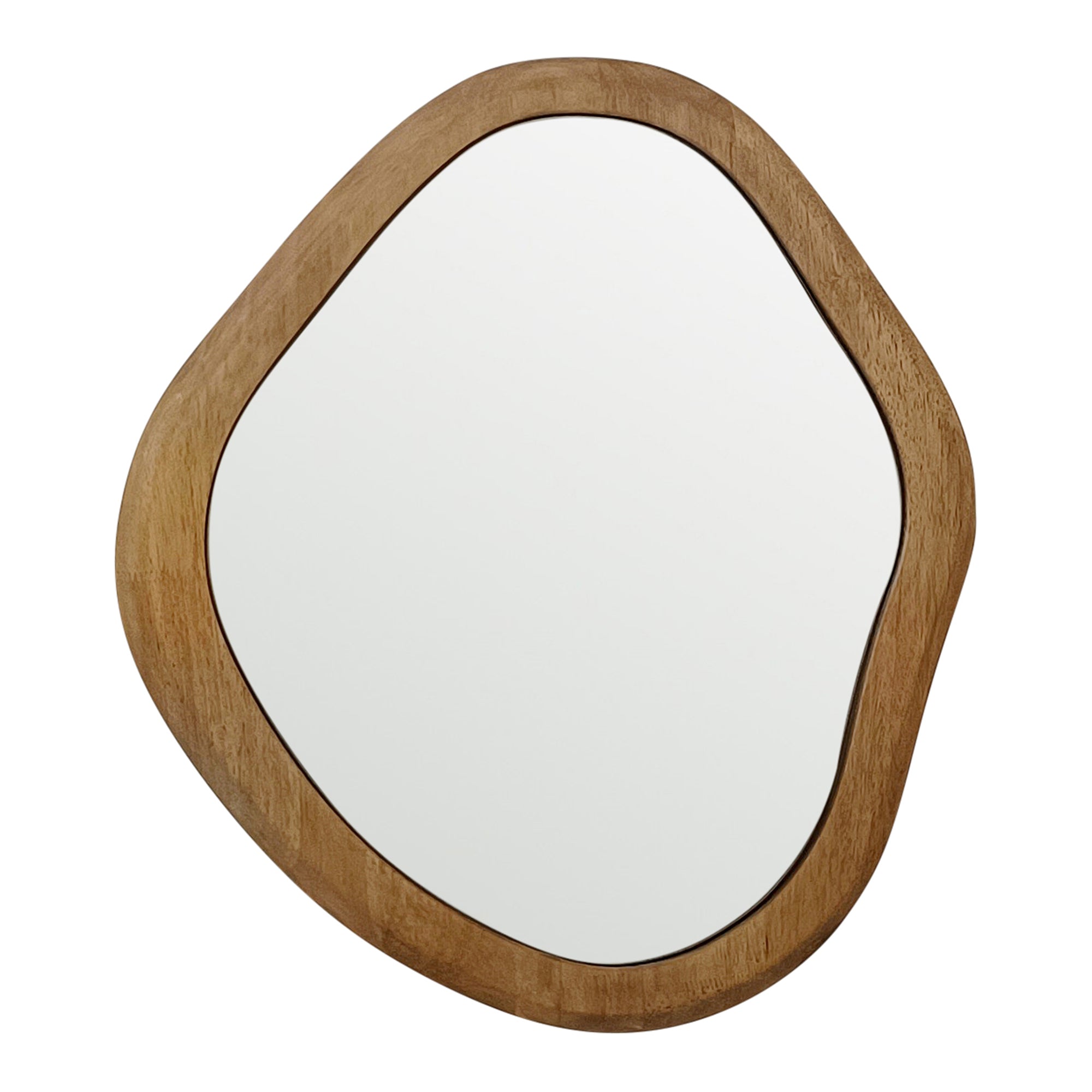 Mid-Century Asymmetric Wood-Framed Wall Mirror - 60cms