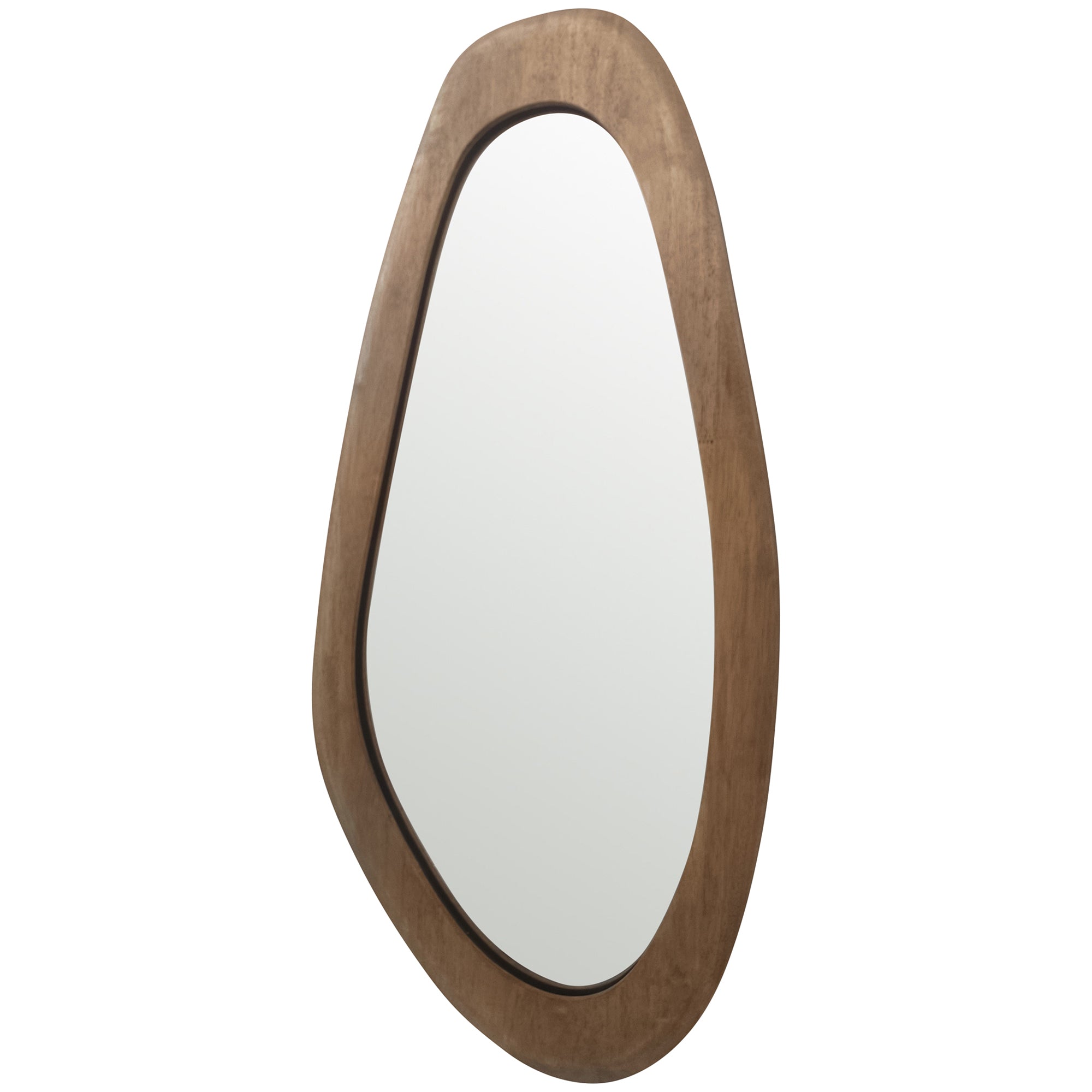 Mid-Century Asymmetric Wood-Framed Wall Mirror - 85cms