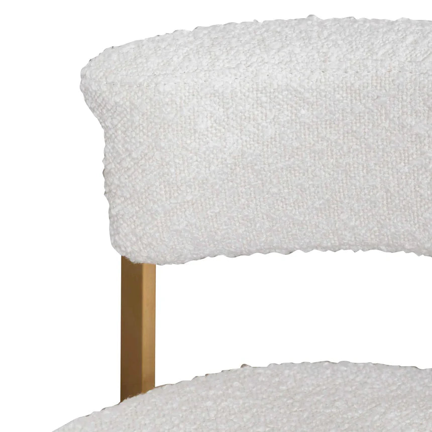 Mid-Century Boucle Bar Stool - White