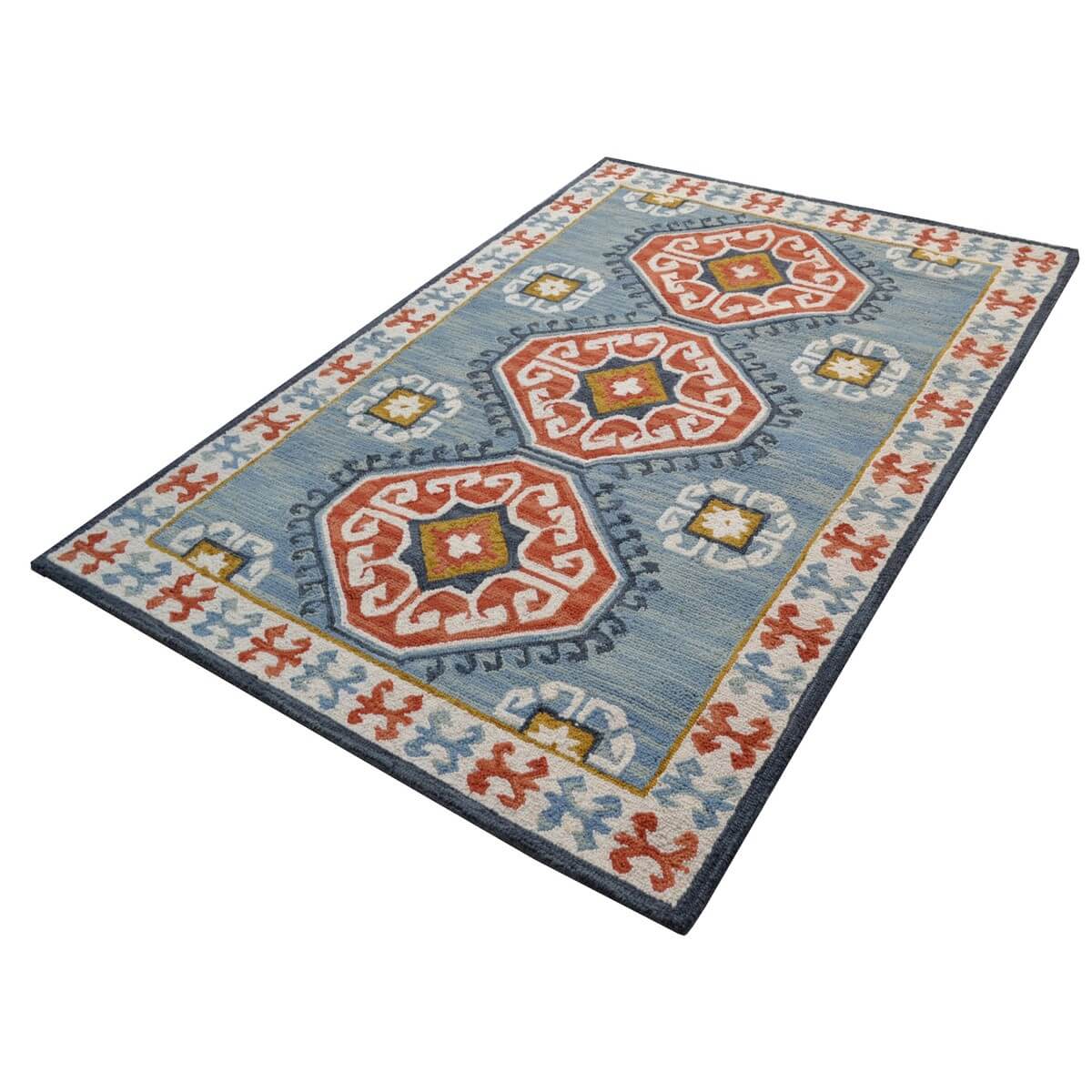 Milano Designer Handmade Woolen Rug - Sea Blue (Available in 3 Sizes)