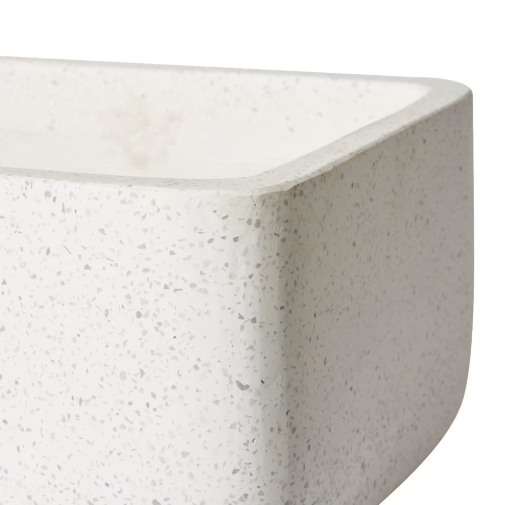 Miles Rectangle Planter with Hole - White - 50cms