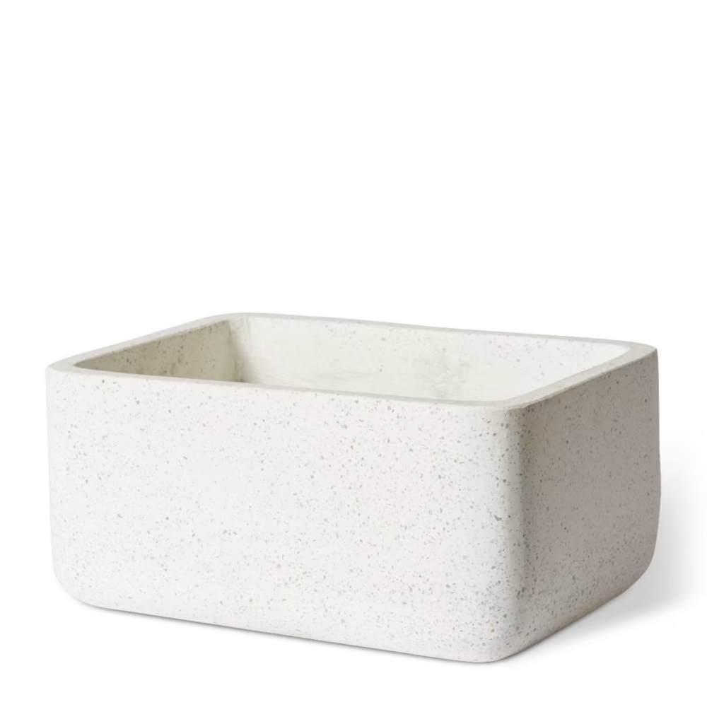 Miles Rectangle Planter with Hole - White - 50cms