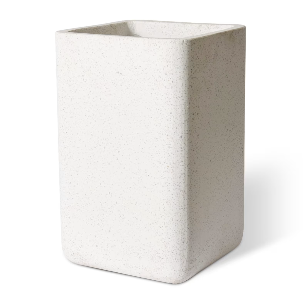 Miles Square Planter with Hole - White - 42 x 36cms