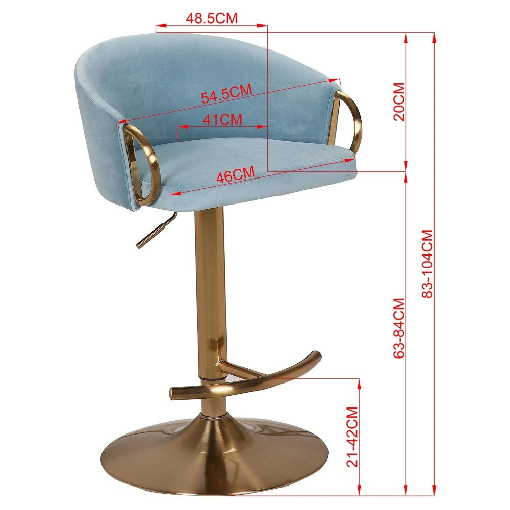 Miller Brass & Blue Gas Lift Barstool Set of 2