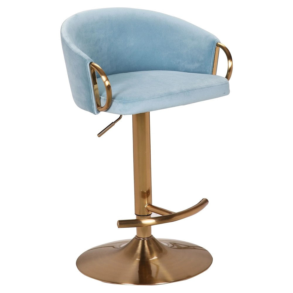 Miller Brass & Blue Gas Lift Barstool Set of 2